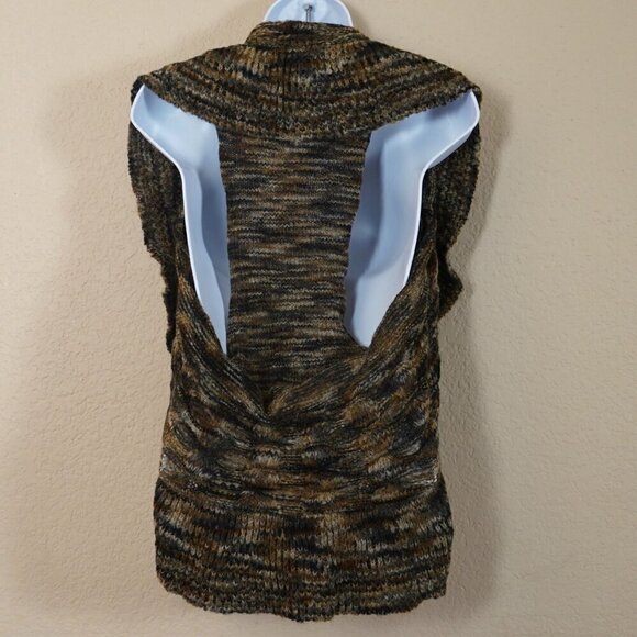 Carel Sleeveless open Front Handknit Cardigan Brown Pom Pom ball Y2K Fairy S - Picture 5 of 6